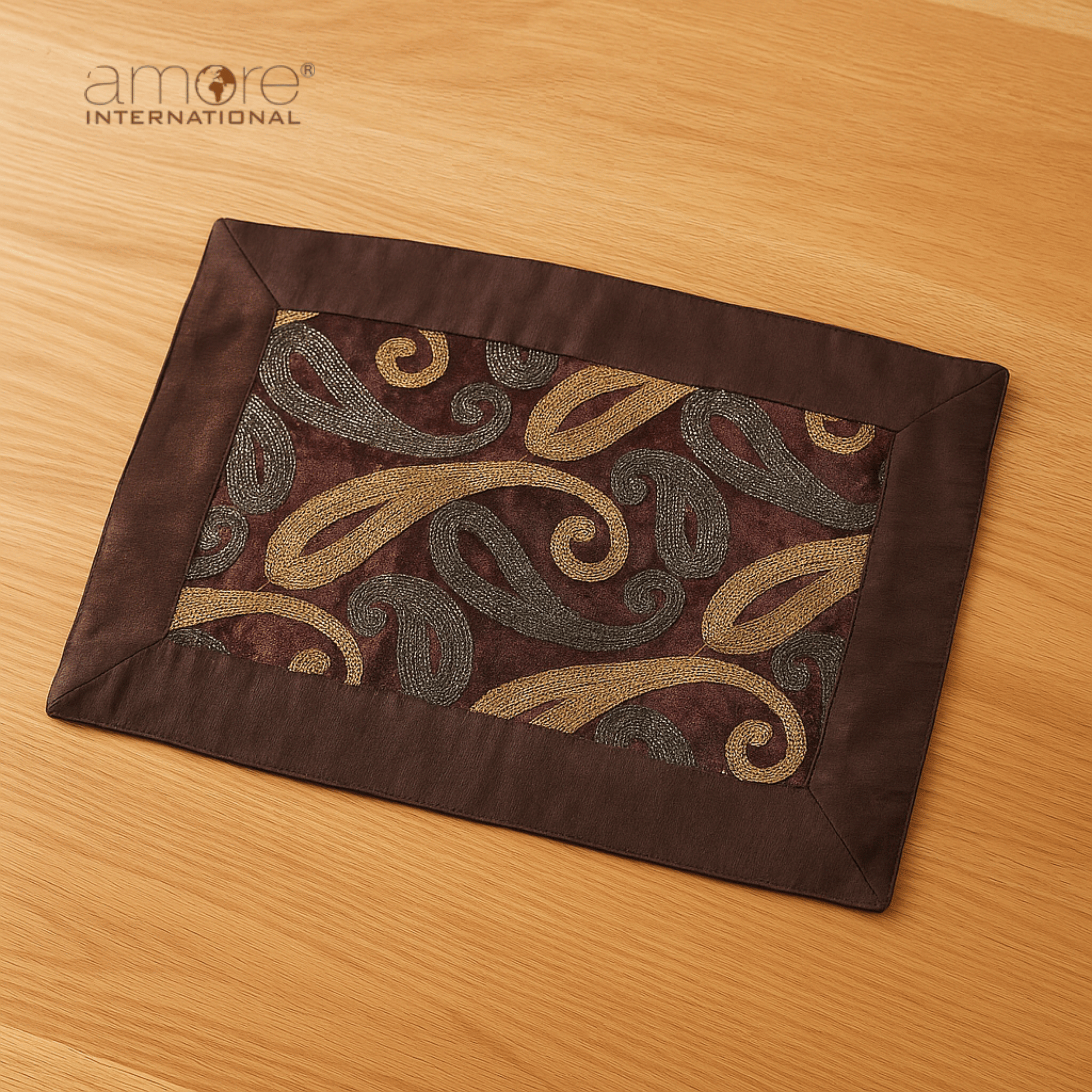 Fabric Crafted Placemat – Brown, 13"x19"