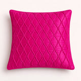 Fabric Crafted Cushion Cover – Rose | 16"x16" | Poly Cotton Fabric | Elegant Embossed Wavy Pattern Design