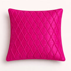 Fabric Crafted Cushion Cover – Rose | 16"x16" | Poly Cotton Fabric | Elegant Embossed Wavy Pattern Design