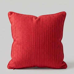 Fabric Crafted Cushion Cover – Bright Maroon | 16"x16" | Poly Cotton Foam Fabric | Elegant Ribbed Texture Design
