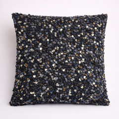 Hand Crafted Cushion Cover – Black | 24"x24" | Poly Cotton | Premium Sequin Design