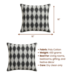 Handcrafted White Cushion Cover – 16"x16", Premium Poly Cotton