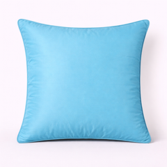 Handcrafted Sky Blue Cushion Cover – 16"x16" | Striped Embellished Design | Premium Poly Cotton