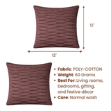 Fabric-Crafted Brown Cushion Cover – 12"x12" | Elegant Wave Layered Texture | Premium Poly Cotton