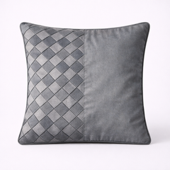 Fabric-Crafted Cushion Cover – Grey | 12"x12" | Poly Cotton | Modern & Elegant
