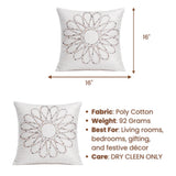 Hand Crafted Cushion Cover – White | 16"x16" | Poly Cotton Fabric | Floral Design