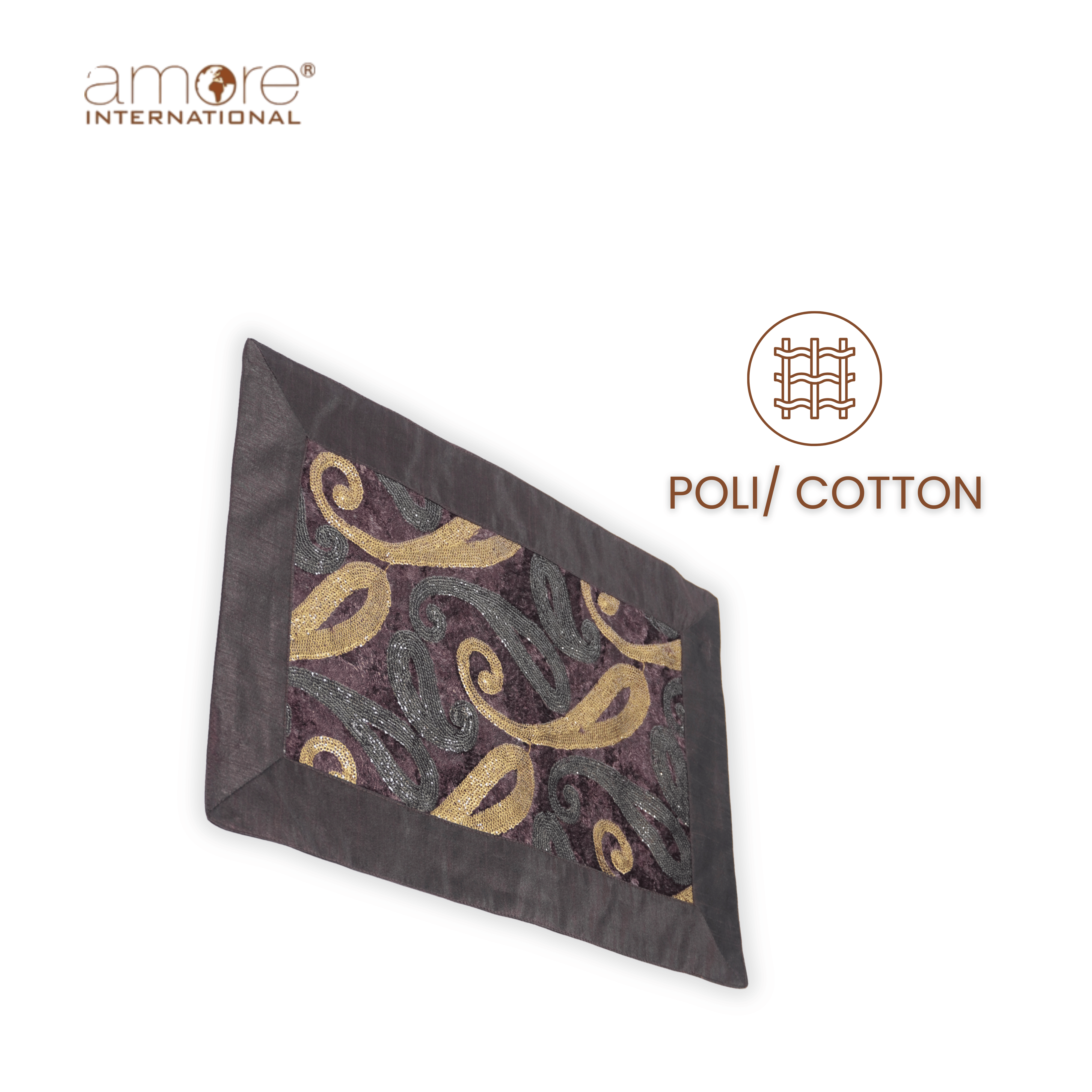 Fabric Crafted Placemat – Brown, 13"x19"