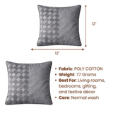 Fabric-Crafted Cushion Cover – Grey | 12"x12" | Poly Cotton | Modern & Elegant
