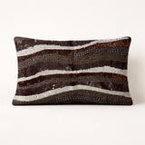 Hand Crafted Bolster Cover – Brown | 21"x12" | Poly Cotton Fabric | Embellished Sequin Stripe Design