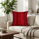 Hand Crafted Cushion Cover – Maroon | 16"x16" | Poly Cotton | Textured Panel Design