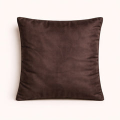 Hand Crafted Cushion Cover – Brown | 16"x16" | Poly Cotton | Embroidered Sequin Rosette Design