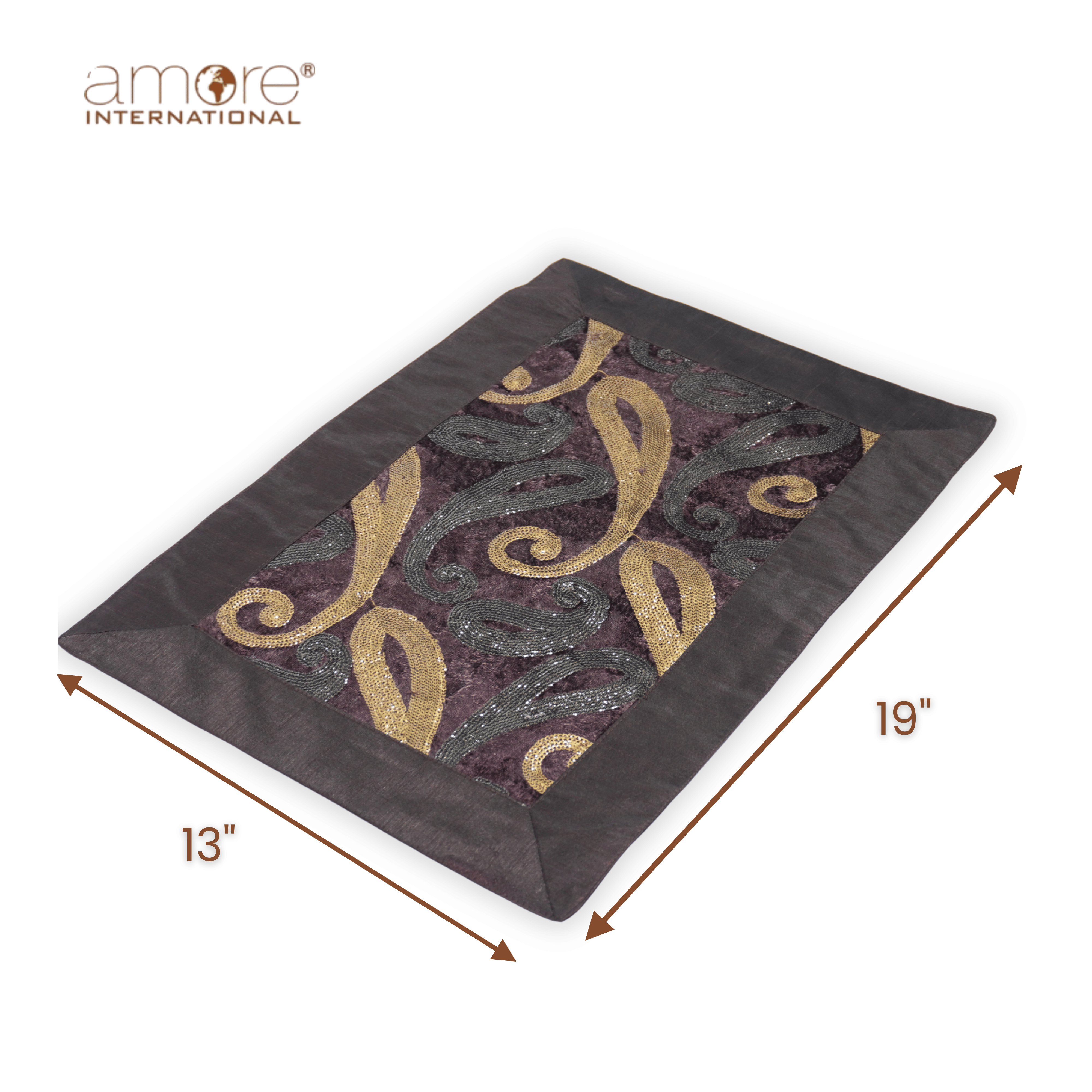 Fabric Crafted Placemat – Brown, 13"x19"