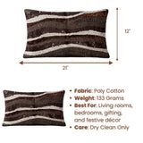 Hand Crafted Bolster Cover – Brown | 21"x12" | Poly Cotton Fabric | Embellished Sequin Stripe Design