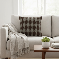 Handcrafted Brown Cushion Cover – 16"x16", Premium Poly Cotton