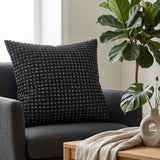 Handcrafted Black Beaded Cushion Cover – 16"x16" | Premium Poly Cotton | Elegant Handcrafted Design