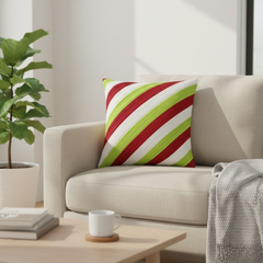 Fabric-Crafted Cream Cushion Cover – 16"x16", Multi-Stripe Textured Design in Premium Poly Cotton