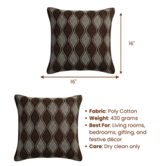 Handcrafted Brown Cushion Cover – 16"x16", Premium Poly Cotton