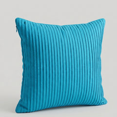 Fabric Crafted Cushion Cover – Turquoise | 16"x16" | Poly Cotton Foam Fabric | Premium Ribbed Texture Design