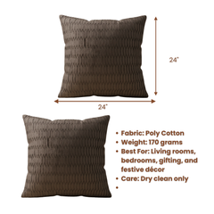 Fabric Crafted Brown Cushion Cover – 24"x24" | Premium Poly Cotton