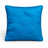 Fabric Crafted Cushion Cover – Turquoise | 12"x12" | Poly Cotton | Modern Quilted Arc Design