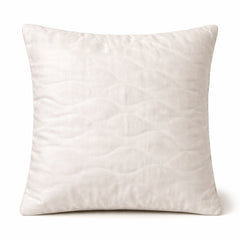 Fabric Crafted Cushion Cover – Cream | 16"x16" | Poly Cotton Fabric | Elegant Embossed Wavy Pattern Design