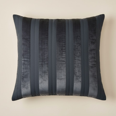 Fabric-Crafted Black Cushion Cover – 24"x24", Vertical Stripes Design in Premium Poly Cotton