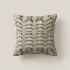 Fabric-Crafted Khaki Cushion Cover – 16"x16", Layered Pleated Texture in Premium Poly Cotton