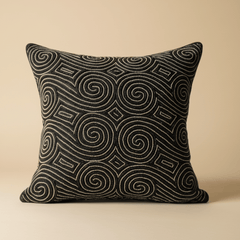 Handcrafted Black Cushion Cover – 16"x16", Premium Poly Cotton