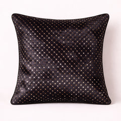 Fabric Crafted Cushion Cover – Black Gold | 16"x16" | Poly Cotton | Luxury Textured Design
