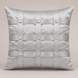 Hand-Crafted Cushion Cover – Grey Silver | 12"x12" | Poly-Foam-Cotton | Elegant Festive Accent
