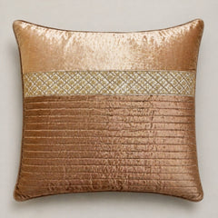 Fabric Crafted Cushion Cover – Light Brown | 16"x16" | Chanil Fabric | Premium Textured Designer Cushion Cover