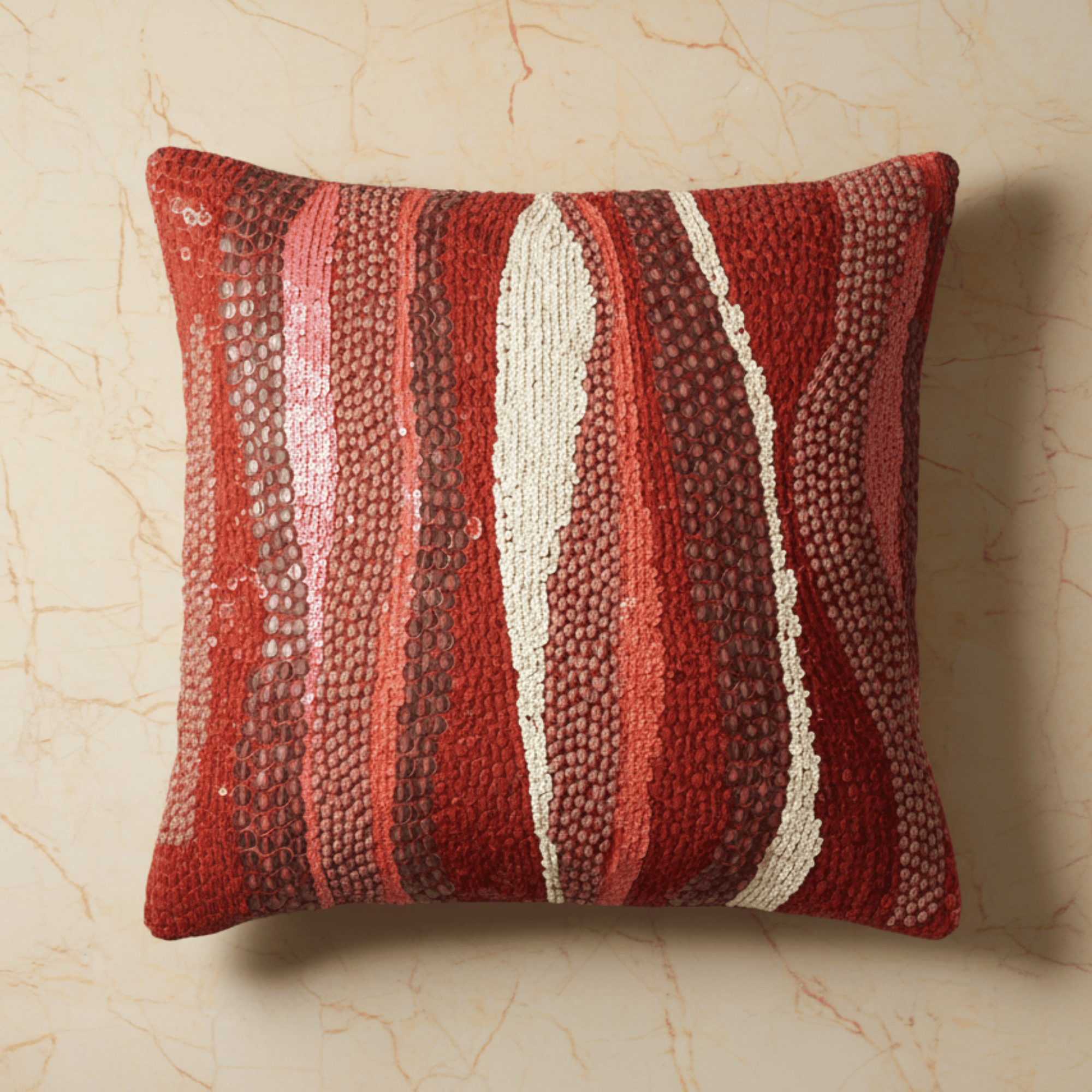 Handcrafted Maroon Cushion Cover – 16"x16"