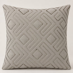 Handcrafted Cushion Cover- – Grey | 16"x16" | Geometric Textured Design