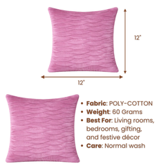Fabric-Crafted Purple Cushion Cover – 12"x12" | Elegant Wave Layered Texture | Premium Poly Cotton