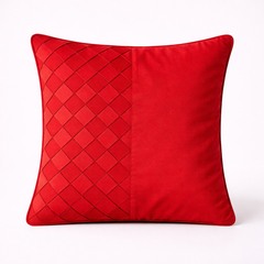Fabric-Crafted Cushion Cover – Red | 12"x12" | Poly Cotton | Bold & Elegant
