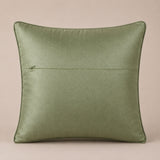 Machine Crafted Green Cushion Cover – 12"x12" | Geometric Star Patchwork Embroidery | Premium Poly-Cotton Decorative Cushion Cover