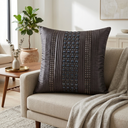 Hand Crafted Cushion Cover – Black | 16"x16" | Poly Cotton | Textured Panel Design