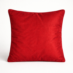 Fabric-Crafted Cushion Cover – Red | 12"x12" | Poly Cotton | Bold & Elegant