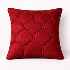 Fabric Crafted Cushion Cover – Maroon | 12"x12" | Poly Cotton | Modern Quilted Arc Design