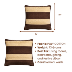 Fabric Crafted Cushion Cover – Brown | 12"x12" | Poly Cotton | Premium Textured Design