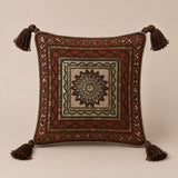 Handcrafted Cushion Cover – Orange | 12"x12" | Traditional Embroidered Tassel Decorative Cushion Cover