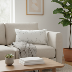 Handcrafted Cream Bolster Cover – 19"x8", Premium Poly Cotton