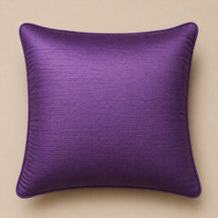 Fabric Crafted Cushion Cover – Dark Purple | 16"x16" | Poly Cotton Foam Fabric | Premium Ribbed Texture Design