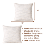 Fabric-Crafted White Cushion Cover – 12"x12" | Elegant Wave Layered Texture | Premium Poly Cotton