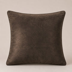 Machine Crafted Brown Cushion Cover – 12"x12" | Geometric Star Patchwork Embroidery | Premium Poly-Cotton Decorative Cushion Cover