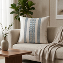 Hand Crafted Cushion Cover – White | 16"x16" | Poly Cotton | Textured Panel Design