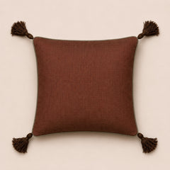 Handcrafted Cushion Cover – Orange | 12"x12" | Traditional Embroidered Tassel Decorative Cushion Cover