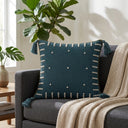 Handcrafted Cushion Cover – Green | 16"x16" | Pearl Embroidered Tassel Cushion Cover