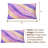 Fabric Crafted Bolster Cover – Purple | 16"x9" | Poly Cotton Fabric | Abstract Pleated Wave Design