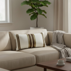 Handcrafted Cream Bolster Cover – 19"x8", Premium Poly Cotton